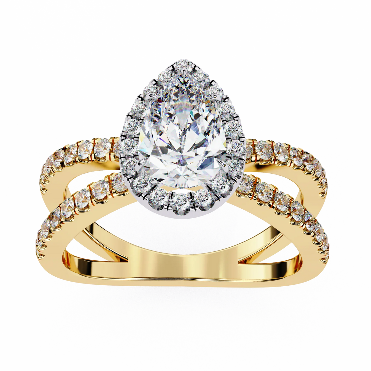 Elodie Lab Grown Diamond Pear Halo Embrace Ring - Ophiratbf