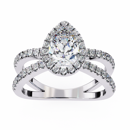 Elodie Lab Grown Diamond Pear Halo Embrace Ring