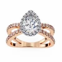 Elodie Lab Grown Diamond Pear Halo Embrace Ring - Ophiratbf