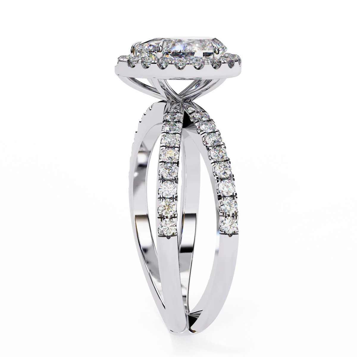 Elodie Lab Grown Diamond Pear Halo Embrace Ring - Ophiratbf