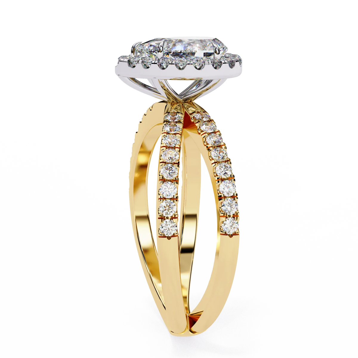 Elodie Lab Grown Diamond Pear Halo Embrace Ring - Ophiratbf