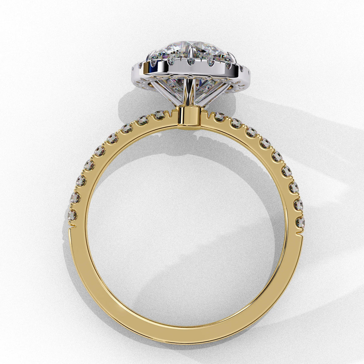 Lab Grown Diamond Radiant Halo Gold Ring - Ophiratbf
