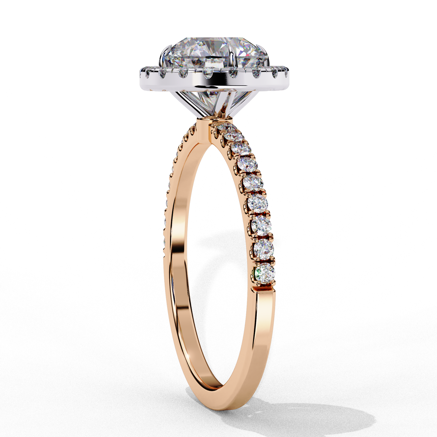 lab grown diamond radiant halo gold ring