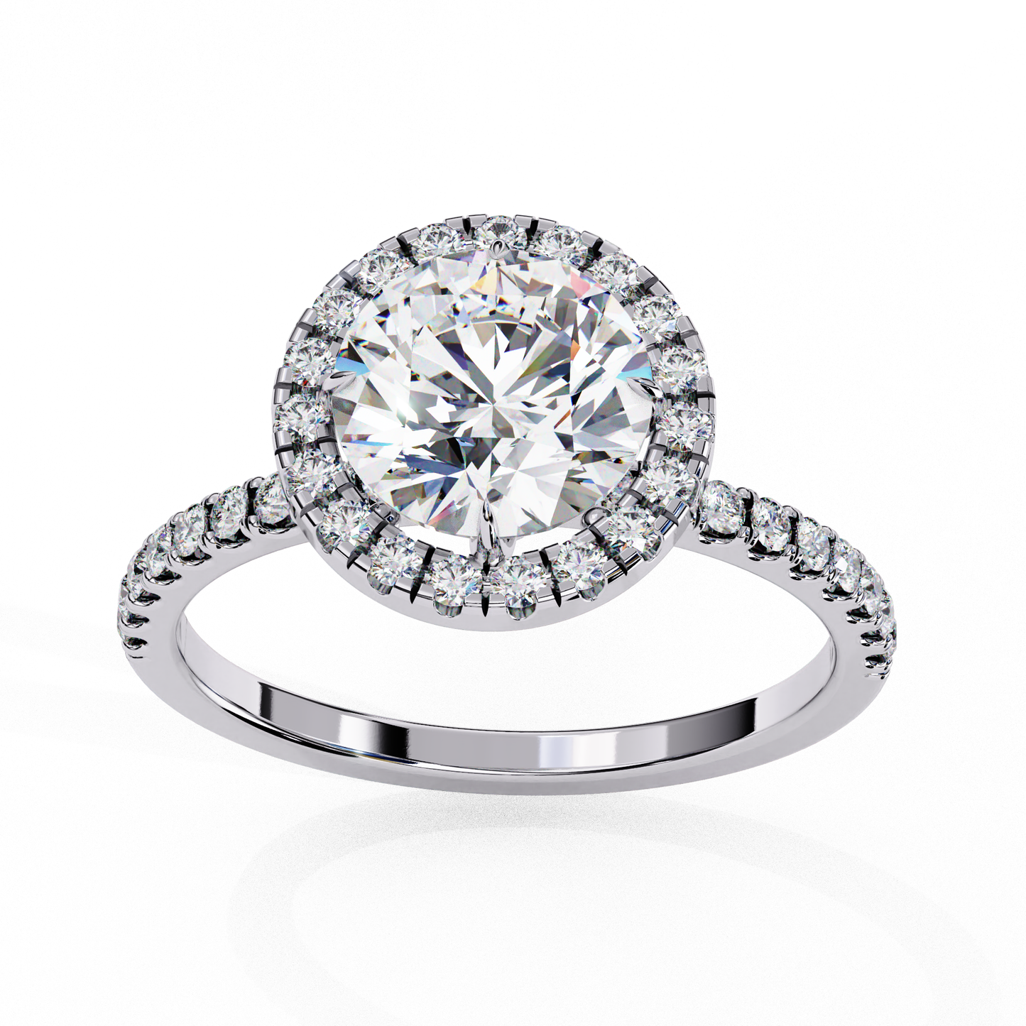 lab grown diamond radiant halo gold ring