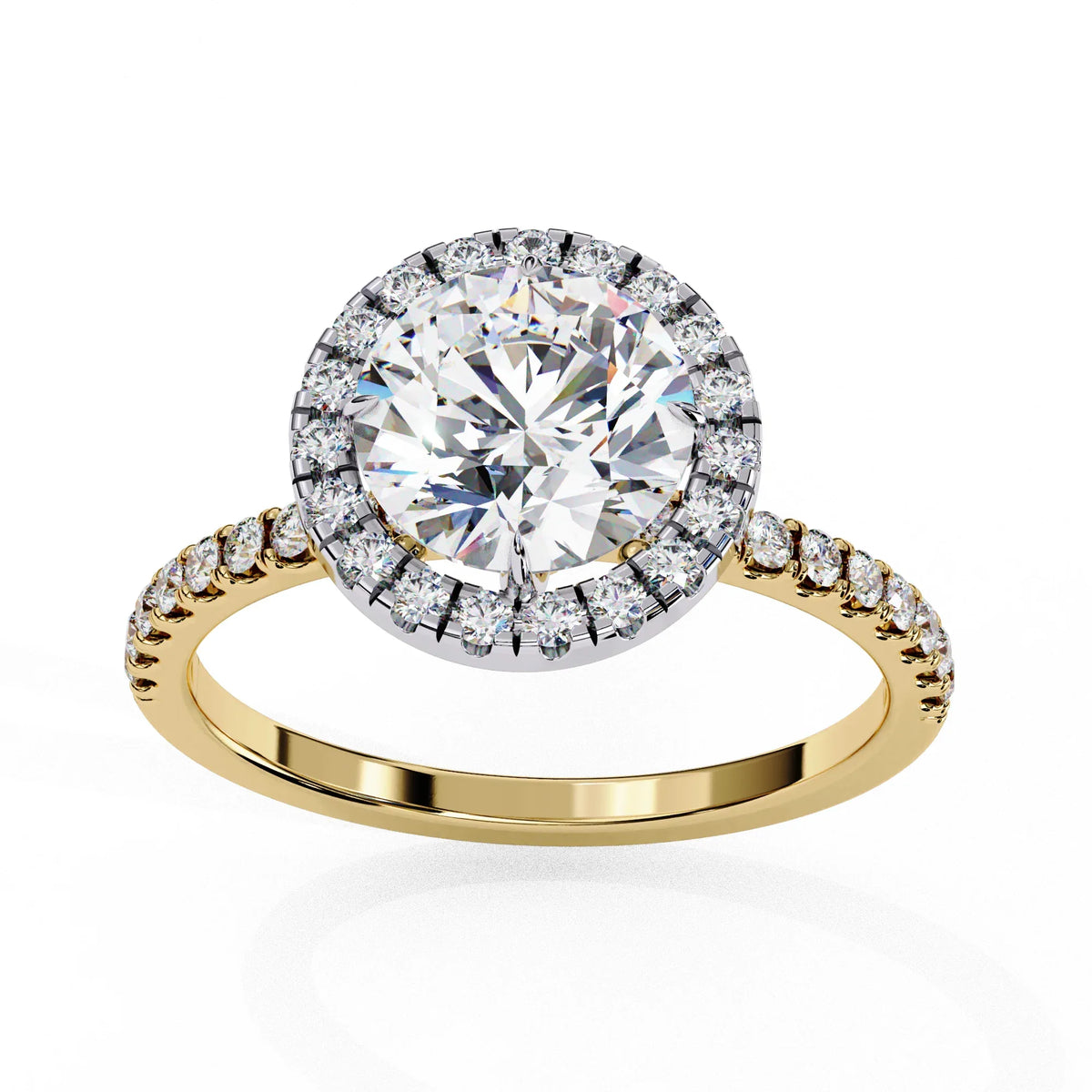 Lab Grown Diamond Radiant Halo Gold Ring - Ophiratbf