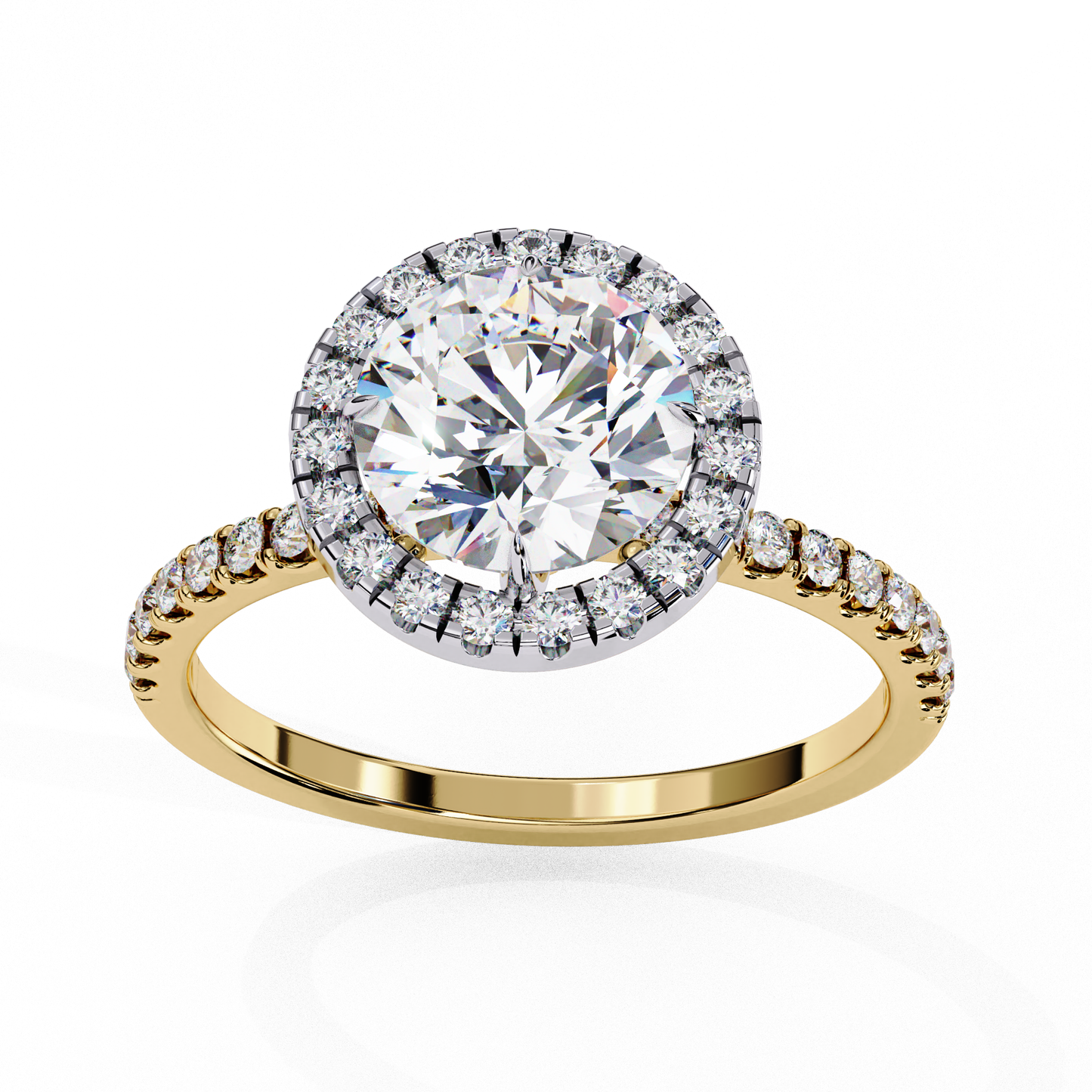 lab grown diamond radiant halo gold ring