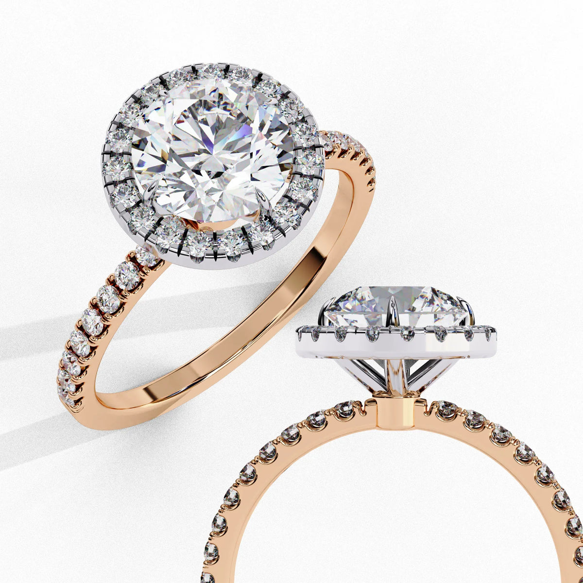 Lab Grown Diamond Radiant Halo Gold Ring - Ophiratbf
