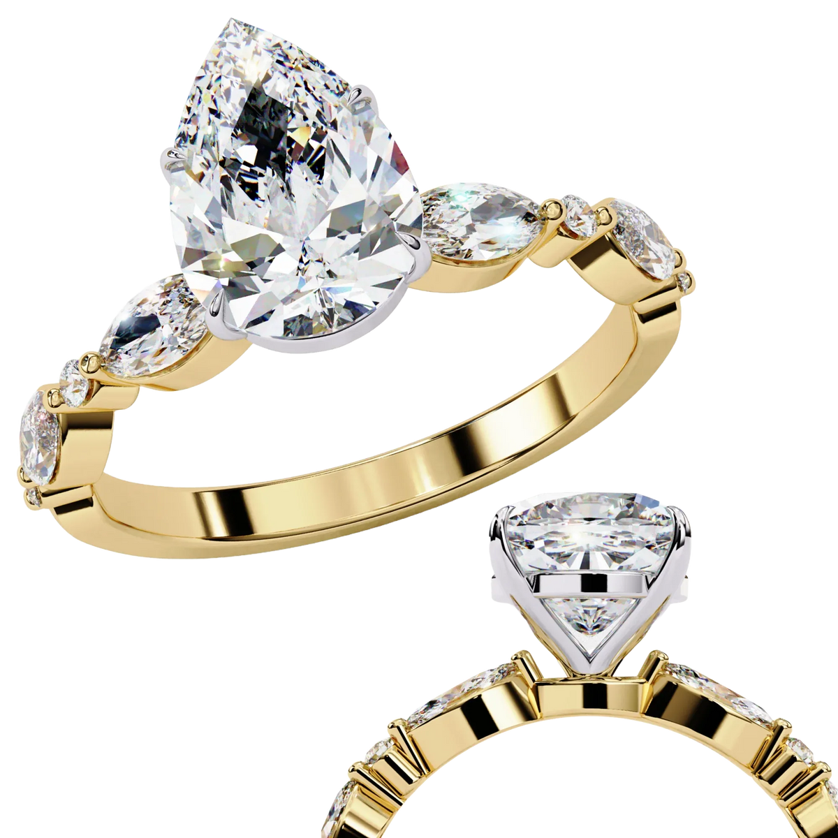 Elara Pear Dewdrop Ring - Ophiratbf