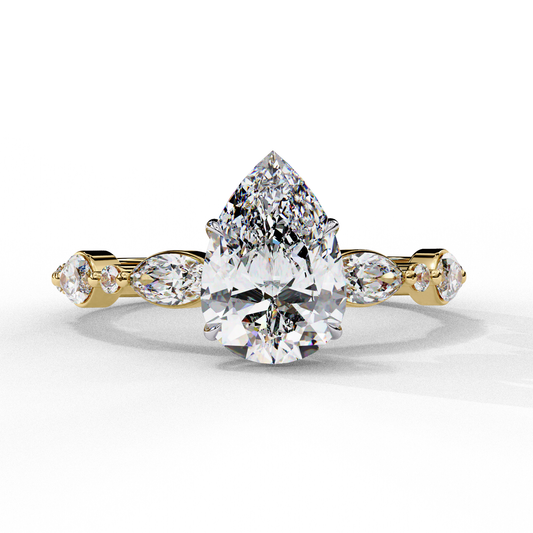 Elara Pear Dewdrop Ring