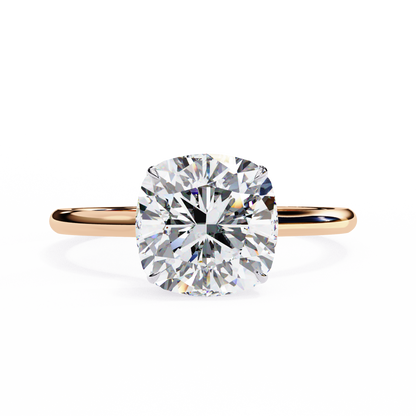 Elise Lab Grown Diamond Cushion Secret Halo Ring