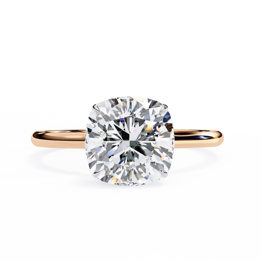 Elise Lab Grown Diamond Cushion Secret Halo Ring