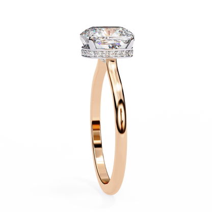 Elise Lab Grown Diamond Cushion Secret Halo Ring