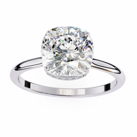 Elise Lab Grown Diamond Cushion Secret Halo Ring - Ophiratbf