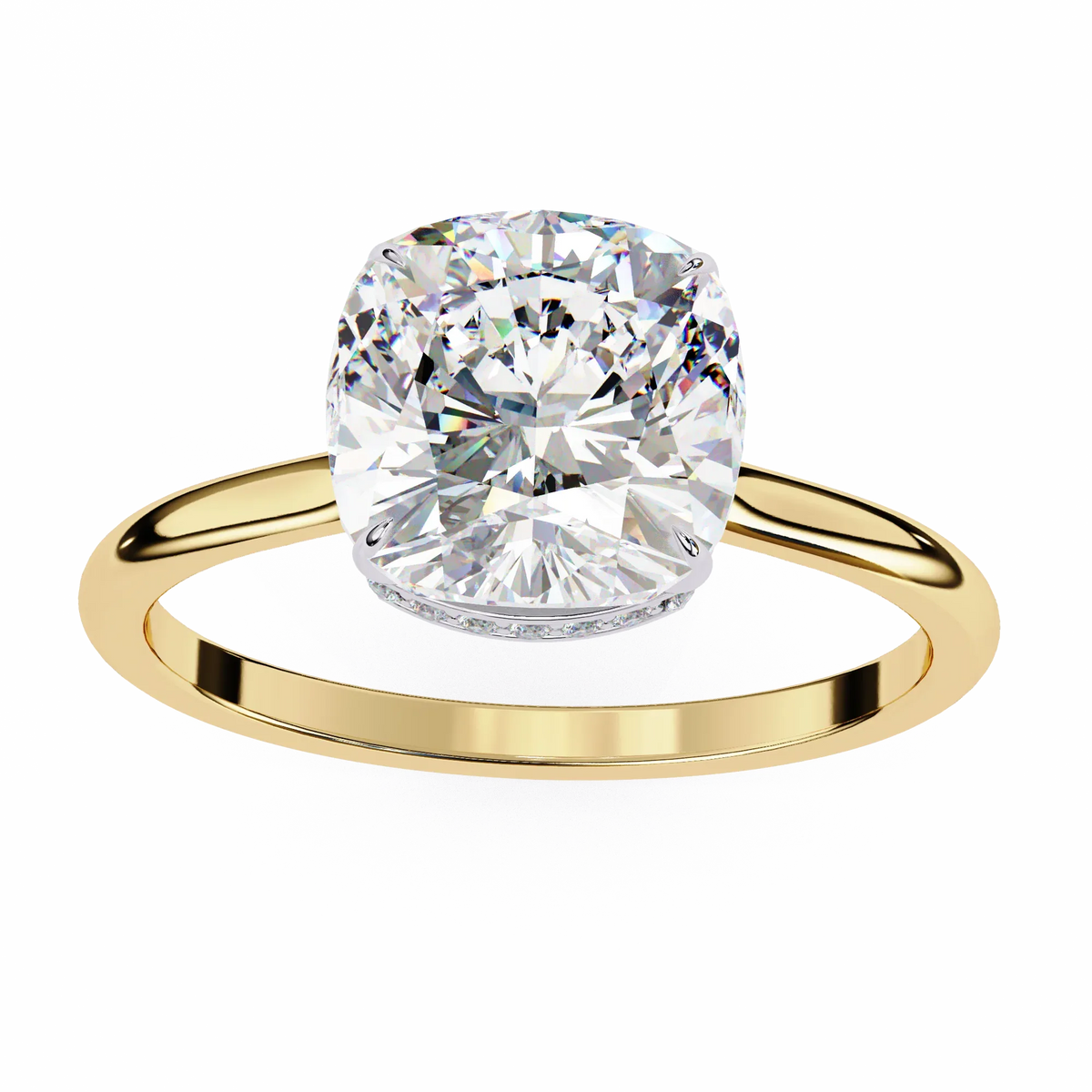 Elise Lab Grown Diamond Cushion Secret Halo Ring - Ophiratbf