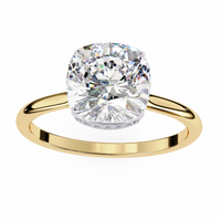 Elise Lab Grown Diamond Cushion Secret Halo Ring - Ophiratbf