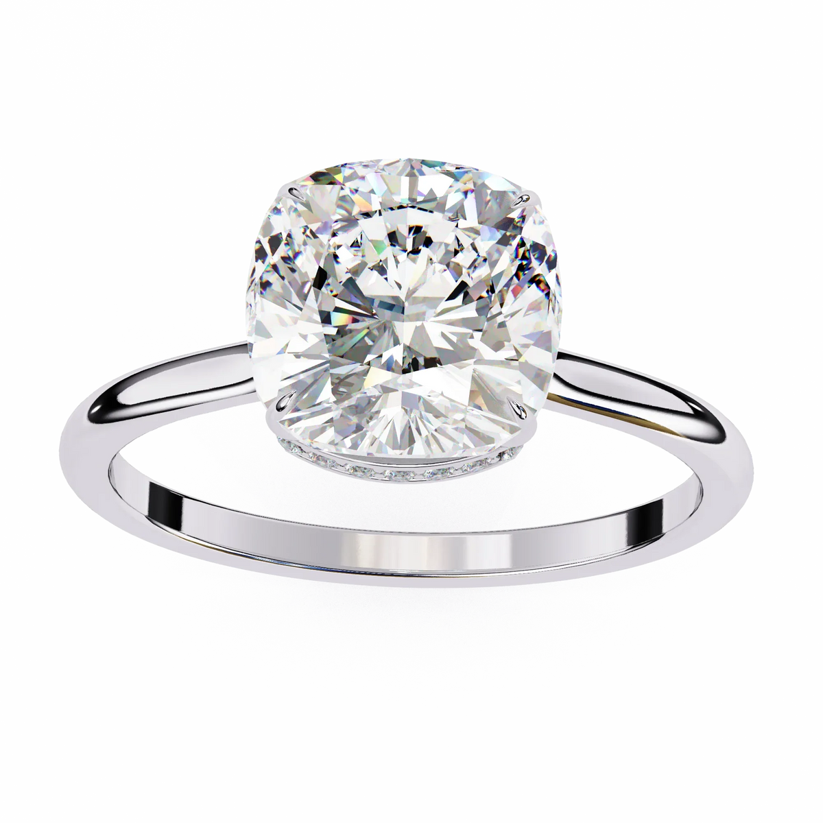 Elise Lab Grown Diamond Cushion Secret Halo Ring - Ophiratbf