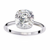 Elise Lab Grown Diamond Cushion Secret Halo Ring - Ophiratbf