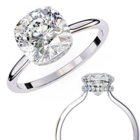 Elise Lab Grown Diamond Cushion Secret Halo Ring - Ophiratbf