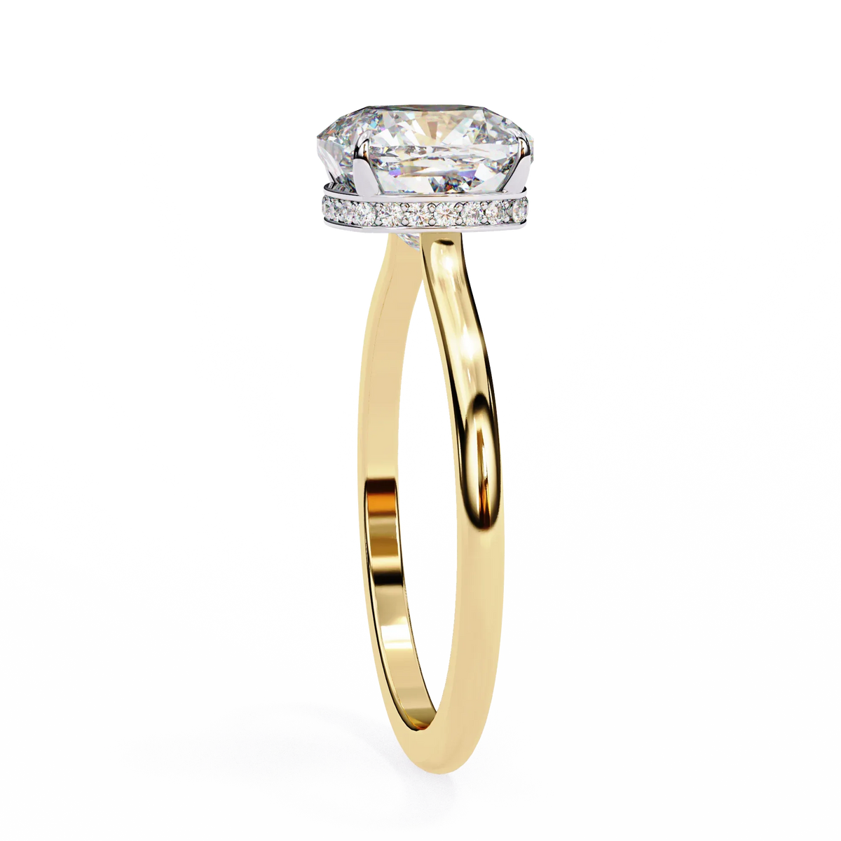 Elise Lab Grown Diamond Cushion Secret Halo Ring - Ophiratbf