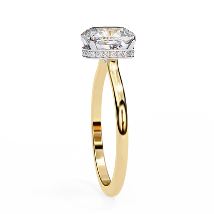 Elise Lab Grown Diamond Cushion Secret Halo Ring