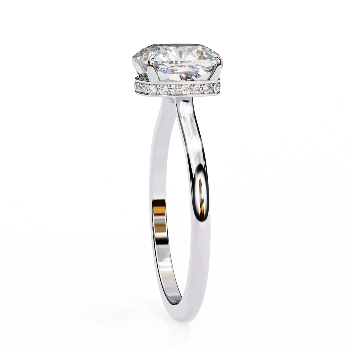 Elise Lab Grown Diamond Cushion Secret Halo Ring - Ophiratbf