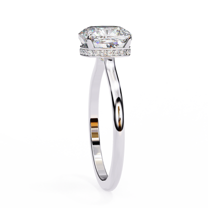 Elise Lab Grown Diamond Cushion Secret Halo Ring