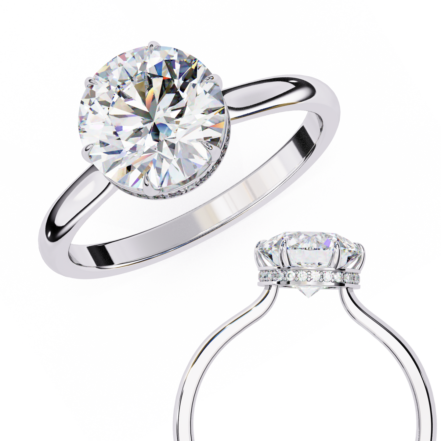 aurora lab grown diamond round hidden halo