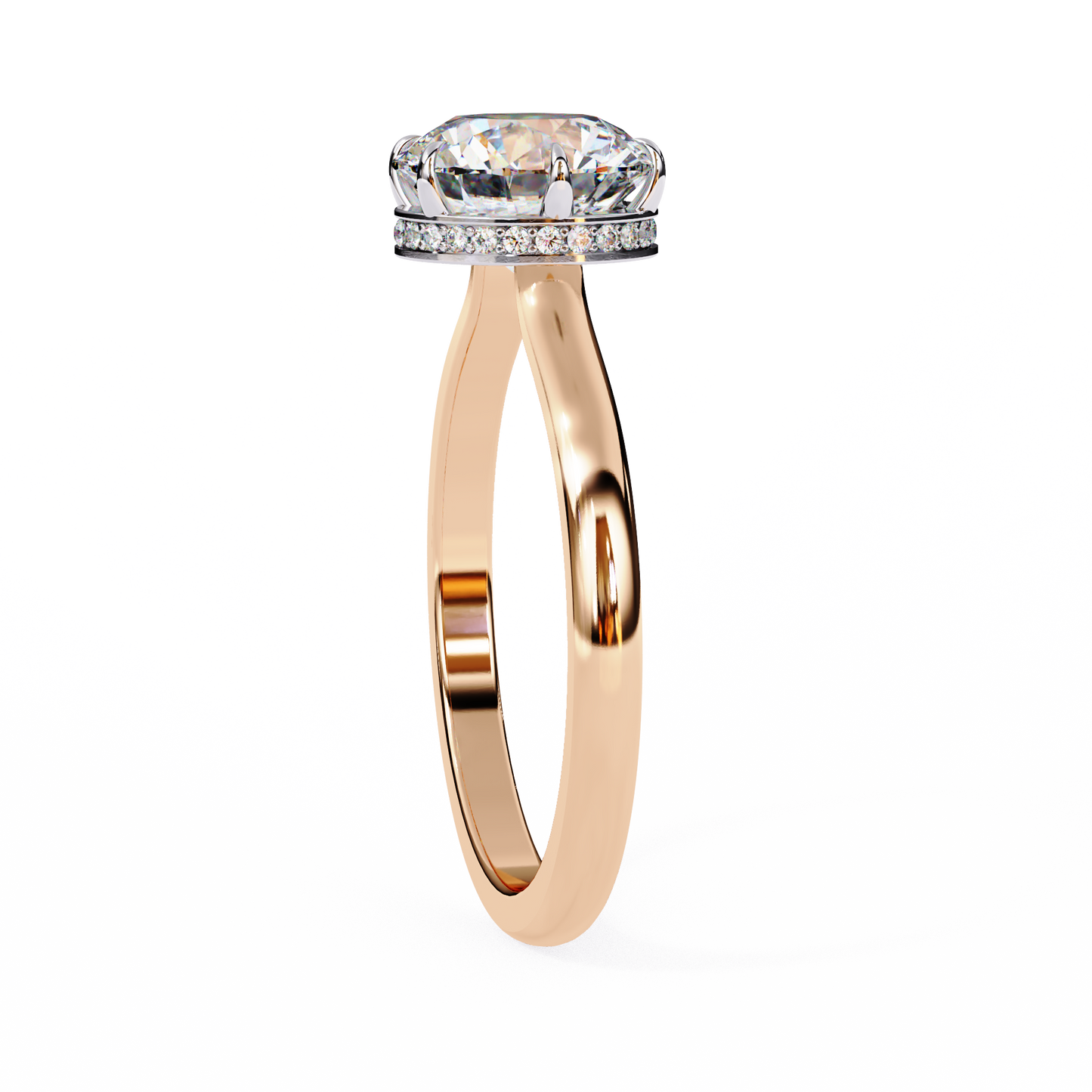 aurora lab grown diamond round hidden halo
