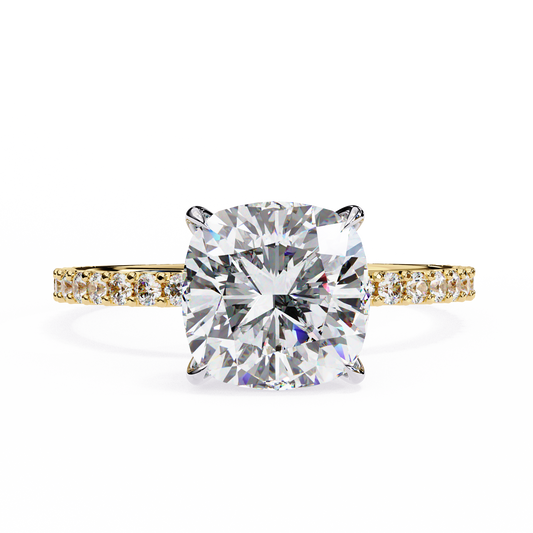 Vivienne Lab Grown Diamond Cushion Hidden Halo Pavé Ring