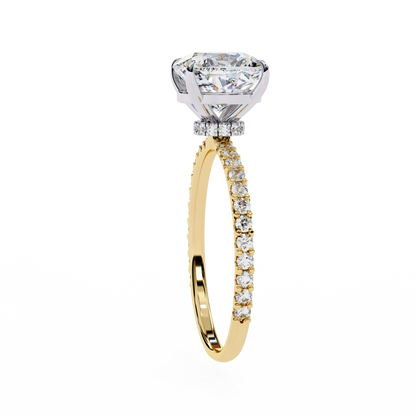 Vivienne Lab Grown Diamond Cushion Hidden Halo Pavé Ring