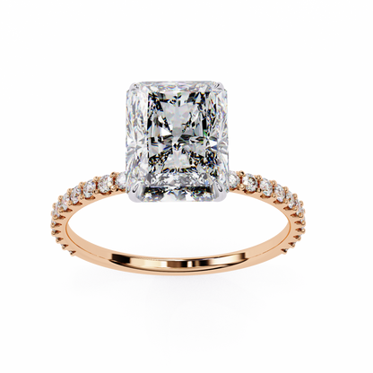 Solene Lab Grown Diamond Radiant Pavé Solitaire Halo Ring
