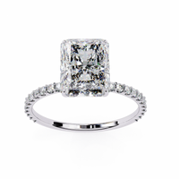 Solene Lab Grown Diamond Radiant Pavé Solitaire Halo Ring - Ophiratbf