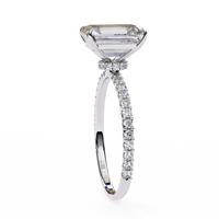 Solene Lab Grown Diamond Radiant Pavé Solitaire Halo Ring - Ophiratbf