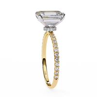 Solene Lab Grown Diamond Radiant Pavé Solitaire Halo Ring - Ophiratbf