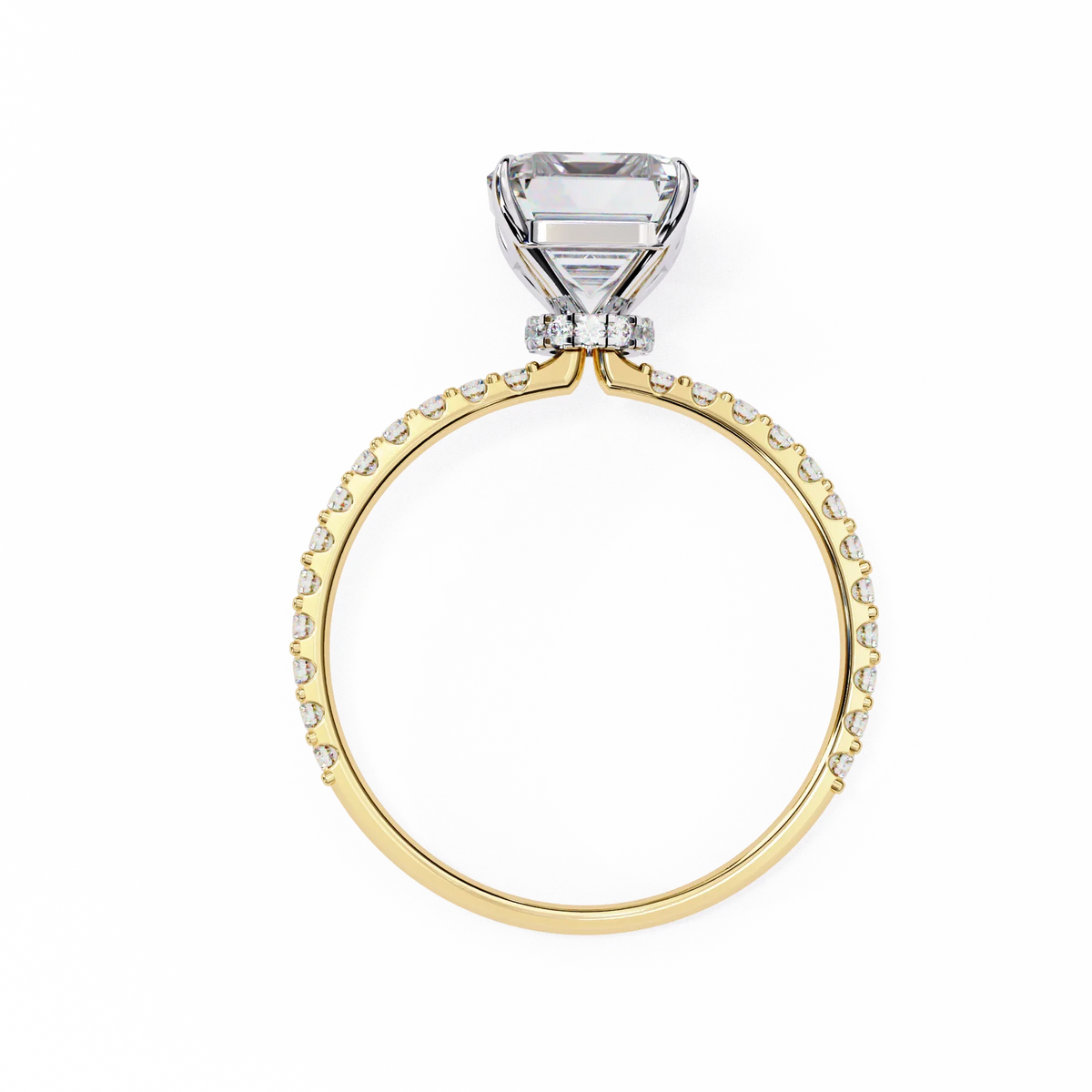 Solene Lab Grown Diamond Radiant Pavé Solitaire Halo Ring - Ophiratbf