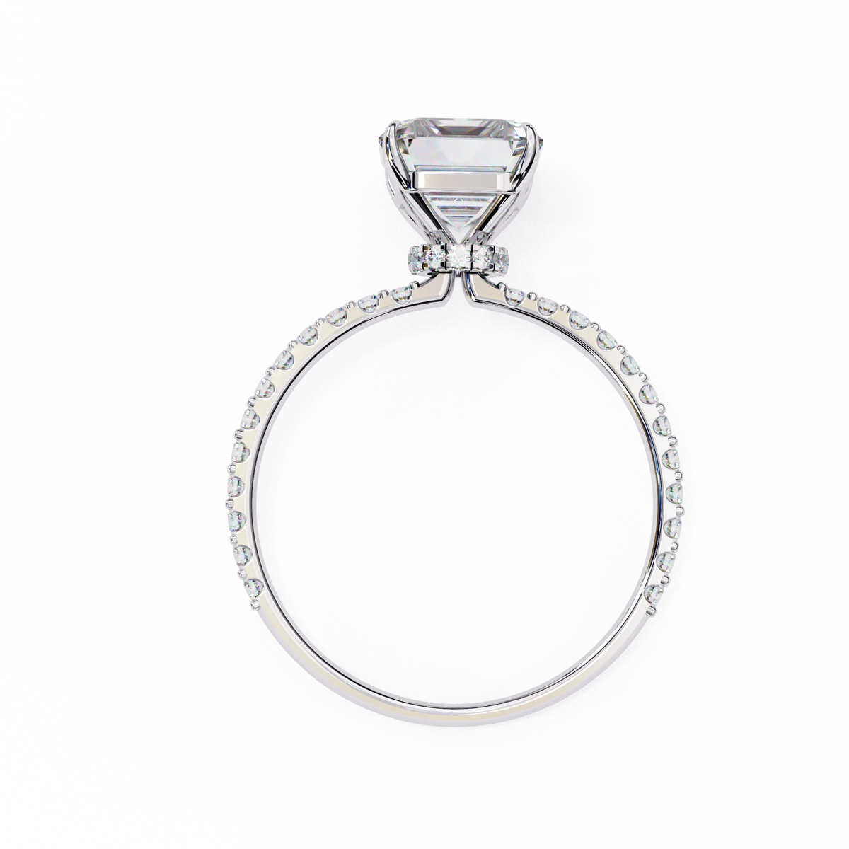 Solene Lab Grown Diamond Radiant Pavé Solitaire Halo Ring - Ophiratbf