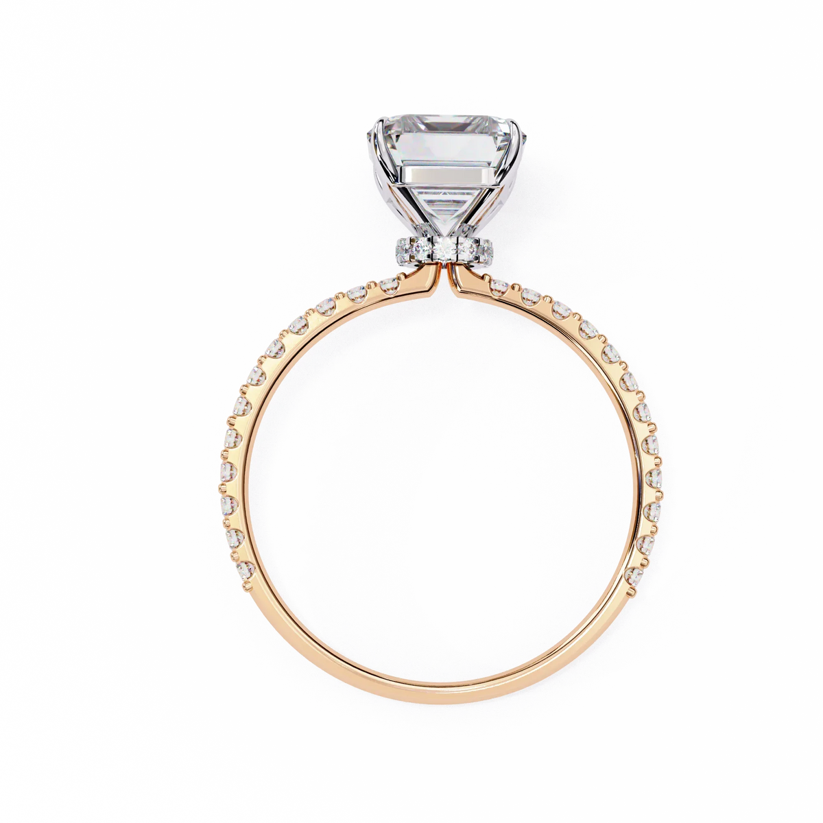 Solene Lab Grown Diamond Radiant Pavé Solitaire Halo Ring - Ophiratbf