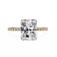 Solene Lab Grown Diamond Radiant Pavé Solitaire Halo Ring - Ophiratbf