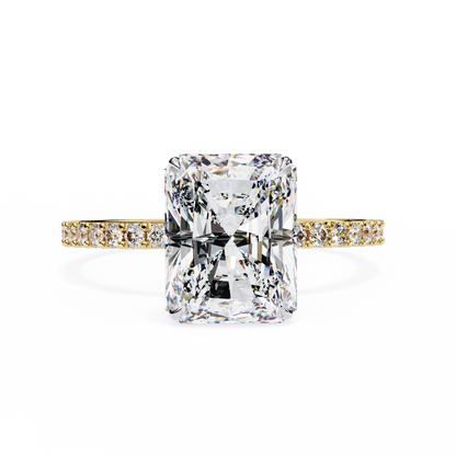 Solene Lab Grown Diamond Radiant Pavé Solitaire Halo Ring
