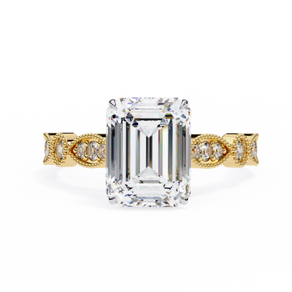 Odessa Lab Grown Diamond Emerald Vintage Ring