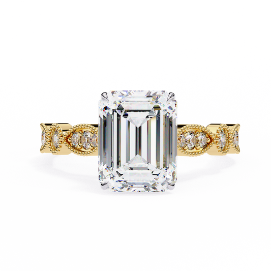 Odessa Lab Grown Diamond Emerald Vintage Ring