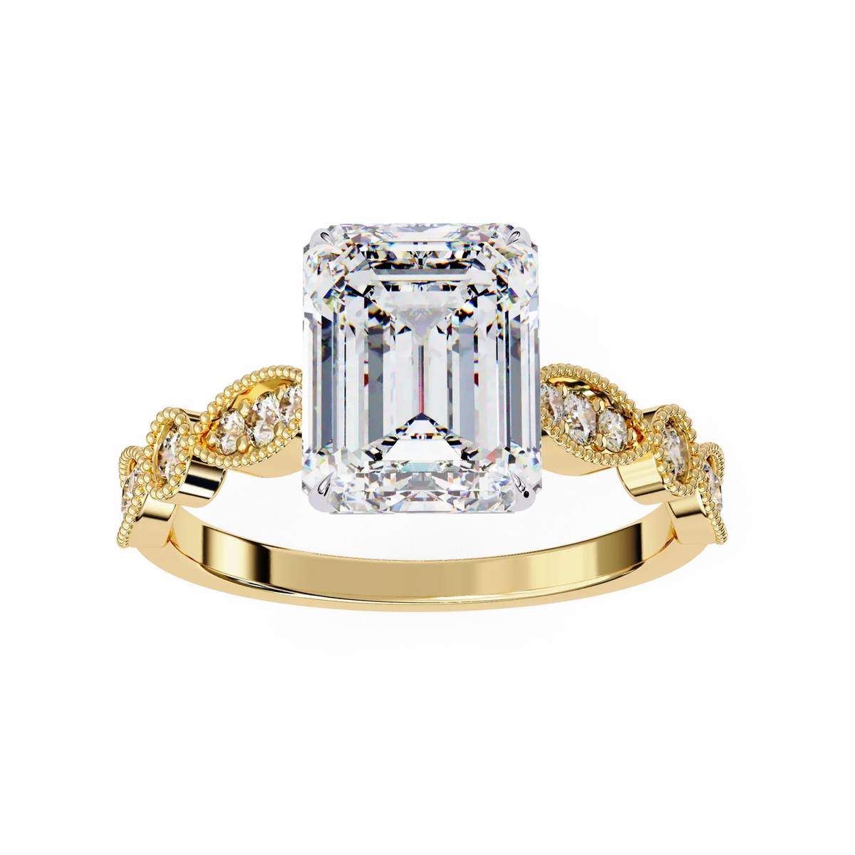 Odessa Lab Grown Diamond Emerald Vintage Ring - Ophiratbf