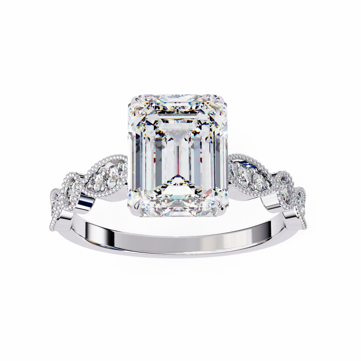 Odessa Lab Grown Diamond Emerald Vintage Ring - Ophiratbf