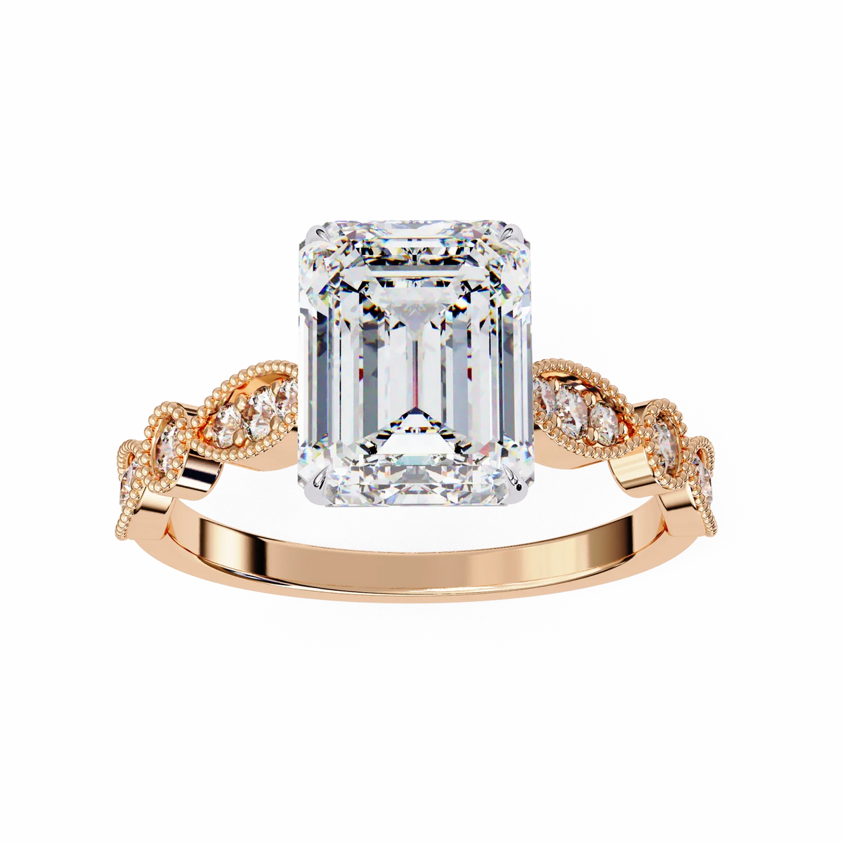 Odessa Lab Grown Diamond Emerald Vintage Ring - Ophiratbf