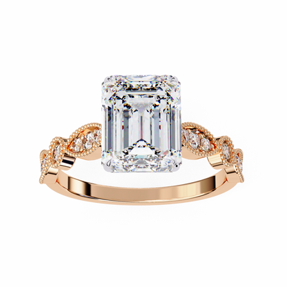 Odessa Lab Grown Diamond Emerald Vintage Ring