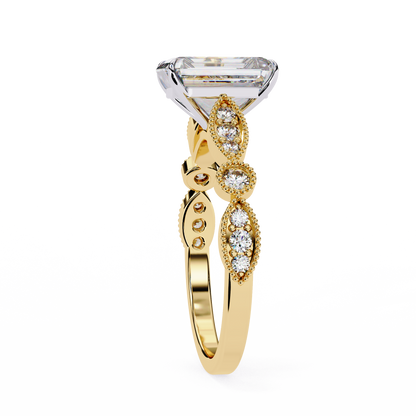 Odessa Lab Grown Diamond Emerald Vintage Ring