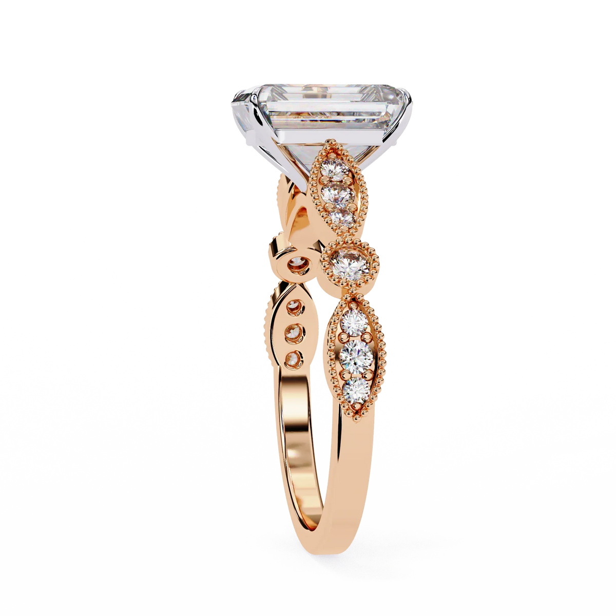 Odessa Lab Grown Diamond Emerald Vintage Ring - Ophiratbf