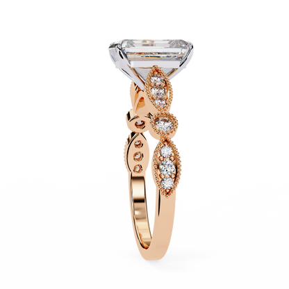 Odessa Lab Grown Diamond Emerald Vintage Ring