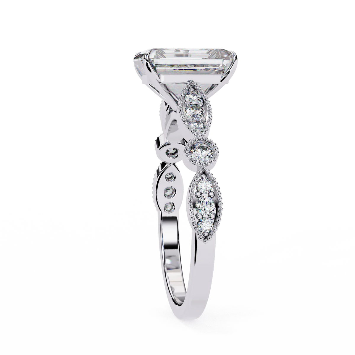 Odessa Lab Grown Diamond Emerald Vintage Ring - Ophiratbf
