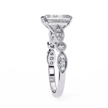 Odessa Lab Grown Diamond Emerald Vintage Ring